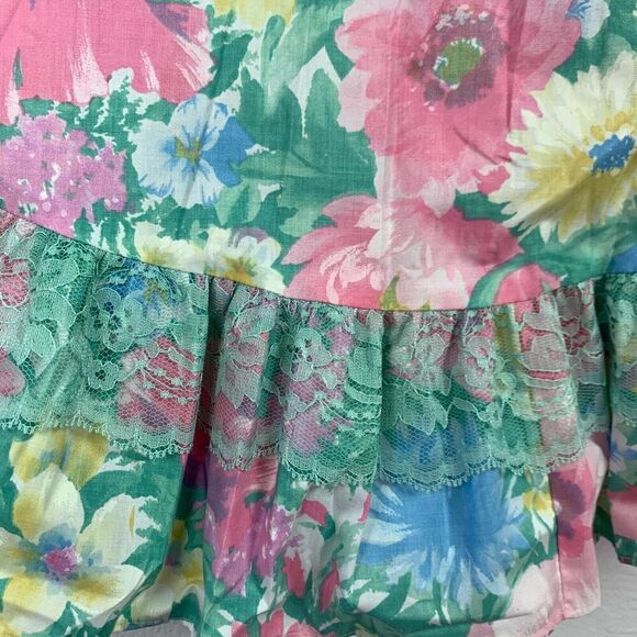 Vintage 80s Pitchfork Brand Green Floral Lace Square Dance Outfit Skirt Medium - Picture 6 of 16